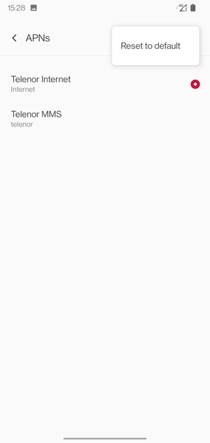 Select Reset to default