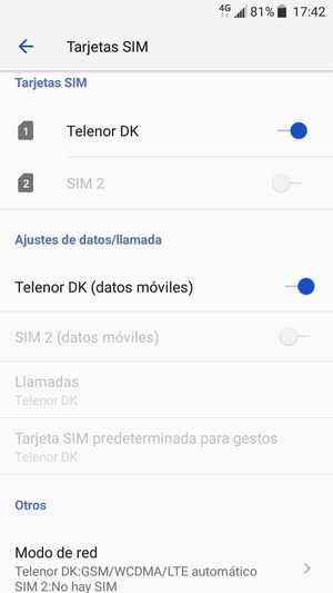 Desplácese y seleccione Modo de red