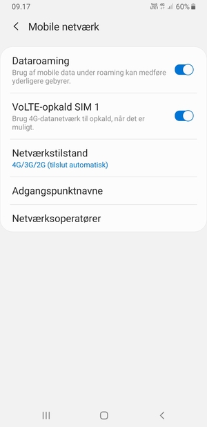 Slå Dataroaming til eller fra