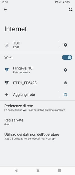 Ora sei connesso alla rete Wi-Fi