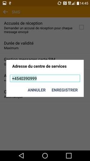 Saisissez le numéro du Centre de services et sélectionnez ENREGISTRER