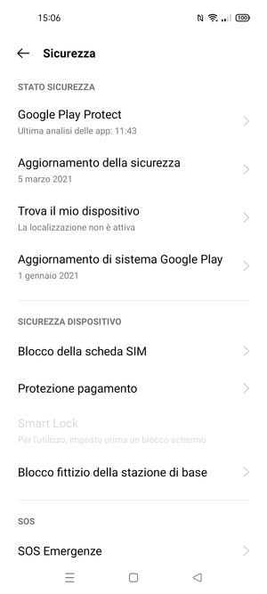 Scorri e seleziona  Blocco della scheda SIM