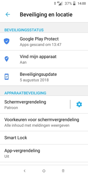 Uw telefoon is nu beveiligd met een schermvergrendeling