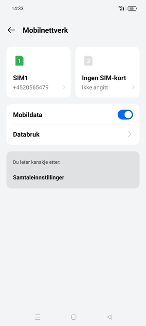Velg SIM1 eller SIM2