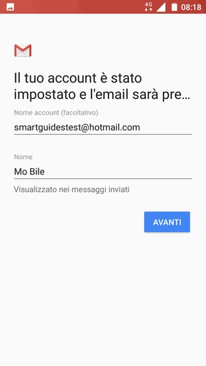 Scegli un nome per il tuo account e inserisci il tuo nome. Seleziona AVANTI