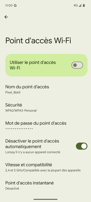 Sélectionnez Mot de passe du point d'accès