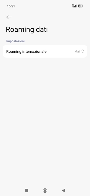 Seleziona il tasto Indietro