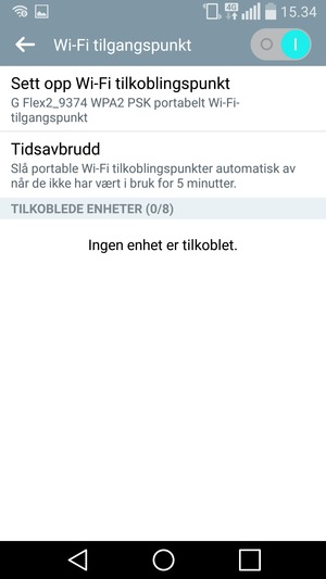 Telefonen din er konfigurert for bruk som et modem