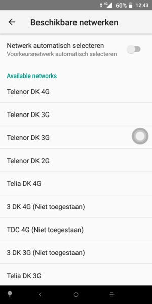 Selecteer een netwerkoperator uit de lijst