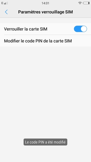 Votre code PIN de la carte SIM a été modifié