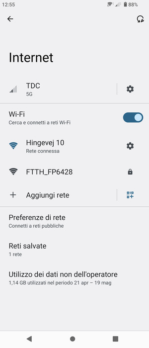 Ora sei connesso alla rete Wi-Fi