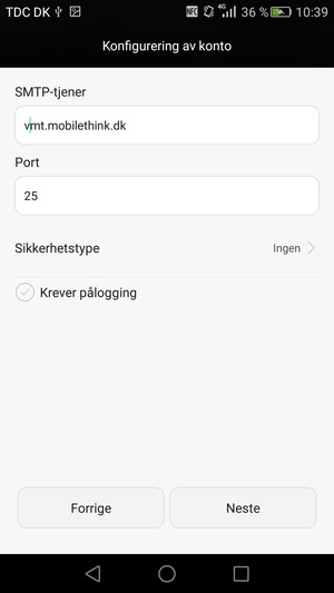 Fjern krysset i avkrysningsboksen Krever pålogging og velg Neste