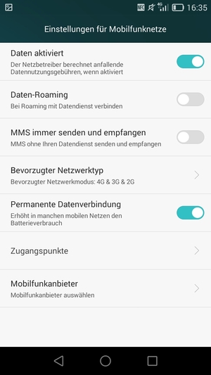 Wählen Sie Bevorzugter Netzwerktyp / Netzwerkmodus