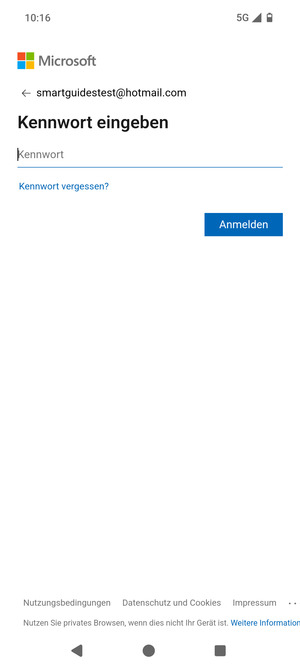 Geben Sie Ihre Passwort ein und wählen Sie Anmelden