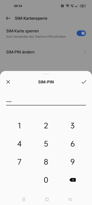 Geben Sie aktuelle PIN für die SIM-Karte ein und wählen Sie OK