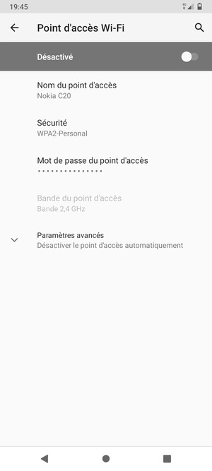 Sélectionnez Mot de passe du point d'accès