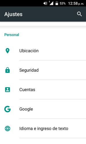 Desplácese y seleccione Seguridad