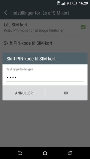 Bekræft din nye PIN-kode til SIM-kort og vælg OK
