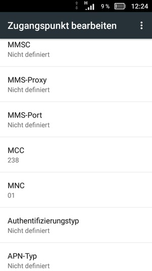 Scrollen Sie nach unten und geben Sie MMS-Informationen ein