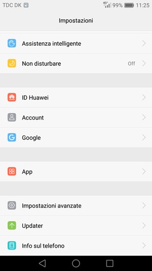 Scorri e seleziona Impostazioni avanzate