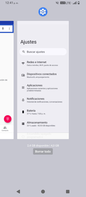 Seleccione Borrar todo para cerrar las aplicaciones en ejecución
