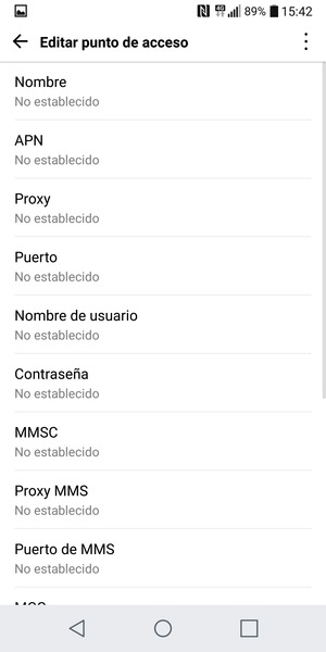 Introduzca la información de MMS