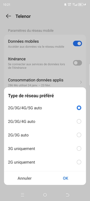 Sélectionnez votre option préférée et sélectionnez OK