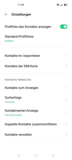 Wählen Sie Kontakte der SIM-Karte