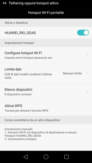 Il telefono è ora pronto per essere usato come modem