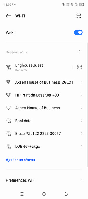 Vous êtes maintenant connecté au réseau Wi-Fi