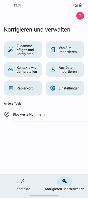 Wählen Sie Von SIM importieren