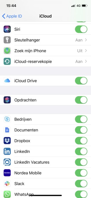 Selecteer de diensten waarvan u een back-up wilt maken