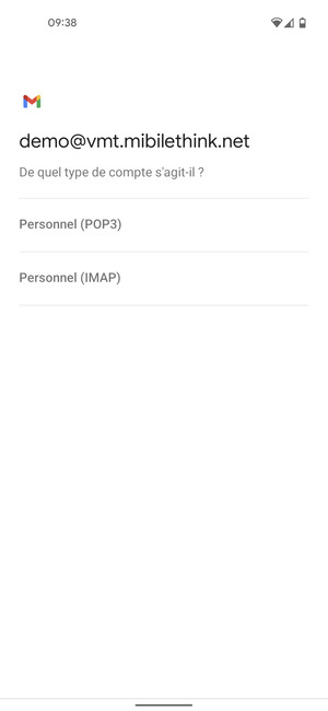 Sélectionnez Personnel (POP3) ou Personnel (IMAP)
