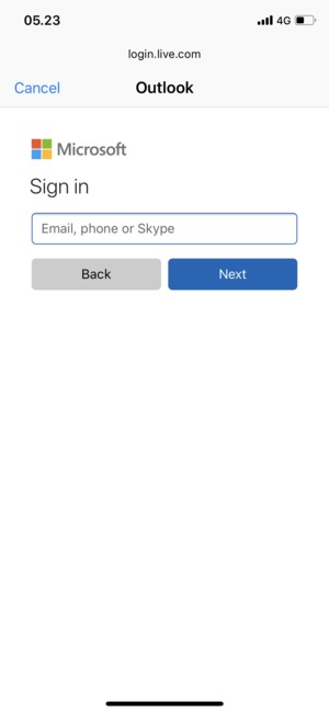 Enter your Email address and select Next