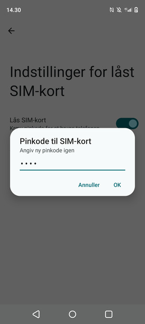 Bekræft din nye PIN-kode til SIM-kort og vælg OK