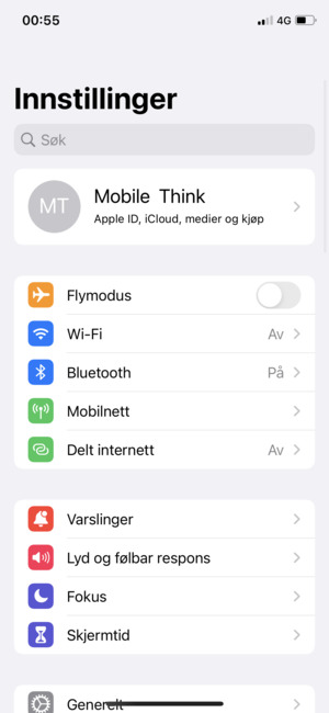Velg Apple-ID, iCloud, medier og kjøp