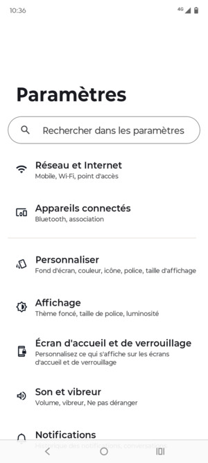 Sélectionnez Réseau et Internet