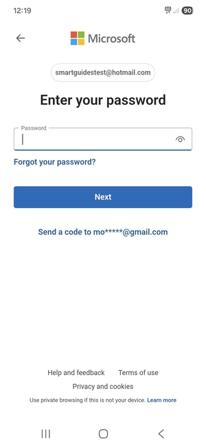 Enter your password and select Next