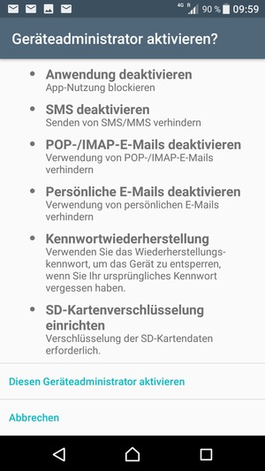 Scrollen Sie nach unten und wählen Sie Diesen Geräteadministrator aktivieren