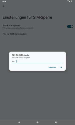 Bestätigen Sie Ihre neue PIN für SIM-Karte und wählen Sie Ok