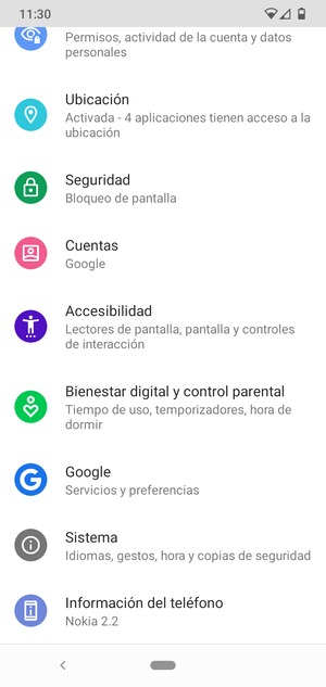 Desplácese y seleccione Seguridad