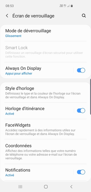 Sélectionnez Mode de déverrouillage