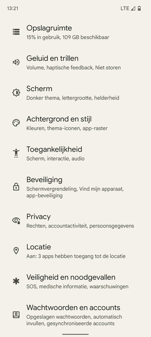 Scroll naar en selecteer Beveiliging