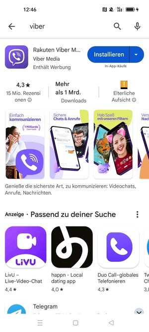 Wählen Sie die App