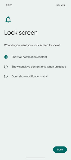 Select your preferred option and select Done