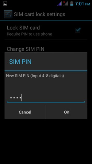 Enter your New SIM PIN and select OK