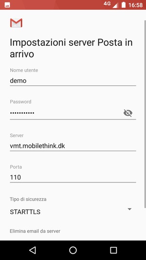 Seleziona Tipo di sicurezza