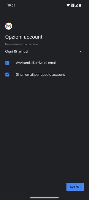 Seleziona AVANTI