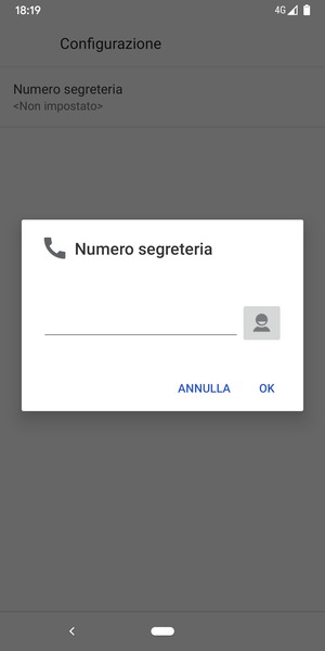 Inserisci Numero segreteria e seleziona OK