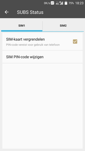Selecteer SIM1 of SIM2 en selecteer SIM PIN-code wijzigen